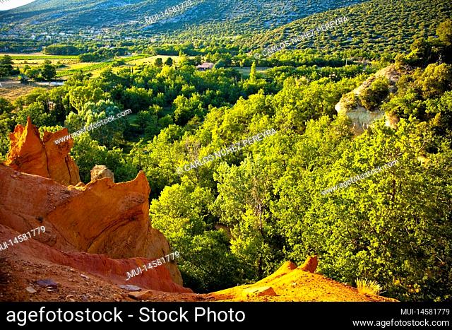 Landscape in the Provençal Colorado at Rustrel in Provence in France