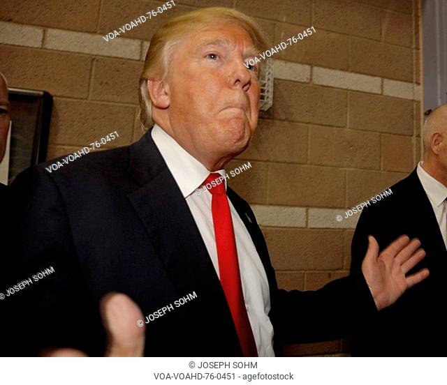 Donald Trump campaigns at Nevada Caucus polling station, Palos Verde Highschool, NV