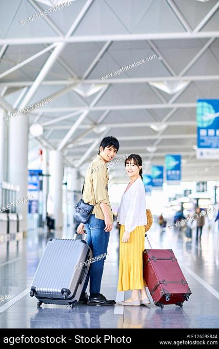 Japanese couple at the airport
