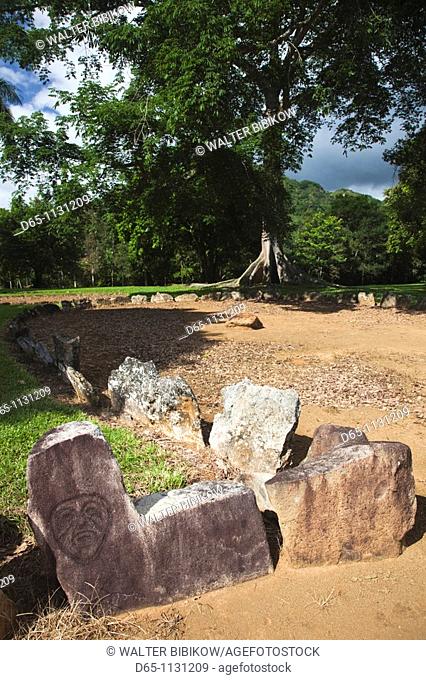 Puerto Rico, North Coast, Karst Country, Utuado, Parque Ceremonial Indigena de Caguana, monoliths at ancient Taino people's ceremonial site