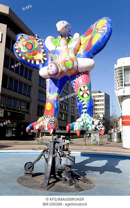 Fountain lifesaver by the artists Niki de Saint Phalle and Jean Tinguely, Duisburg, NRW, Germany
