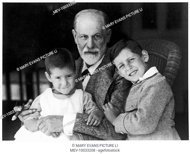 Sigmund Freud with two of his grandsons Ernst and Heinz, who were both Sophie's children. Sophie had died in 1920