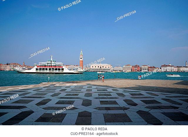 Cityscape and San Marco basin view from San Giorgio island, sestiere di San Marco, Venice, Veneto, Italy, Europe