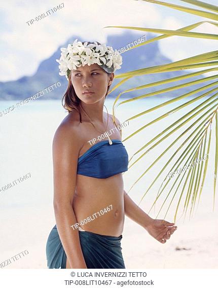 Polynesian girl, Bora Bora, French Polynesia