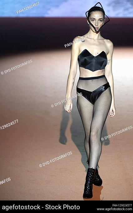 Model at the Andres Sarda Fashion Show at the Mercedes-Benz Fashion Week Madrid Autumn / Winter 2020 at the Ifema exhibition center