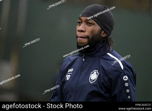 Antwerp's Dieumerci Mbokani Bezua pictured during a training session of Belgian soccer club Royal Antwerp FC, Wednesday 02 December 2020 in Antwerp