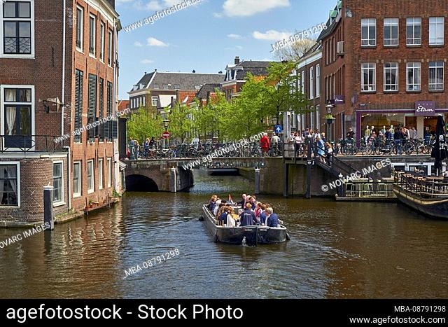 The Sint Jansbrug to Oude Rijn in Leiden, South Holland, Netherlands