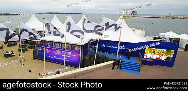 Cannes, France - October 18, 2023: MIPCOM with Fremantle Stand / The World Greatest Gathering of TV & Entertainment Executives at the Palais des Festivals