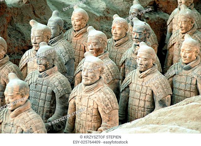 The ancient Terracotta Army of Qin Shi Huang near the city of Xian in Shaaxi province in China