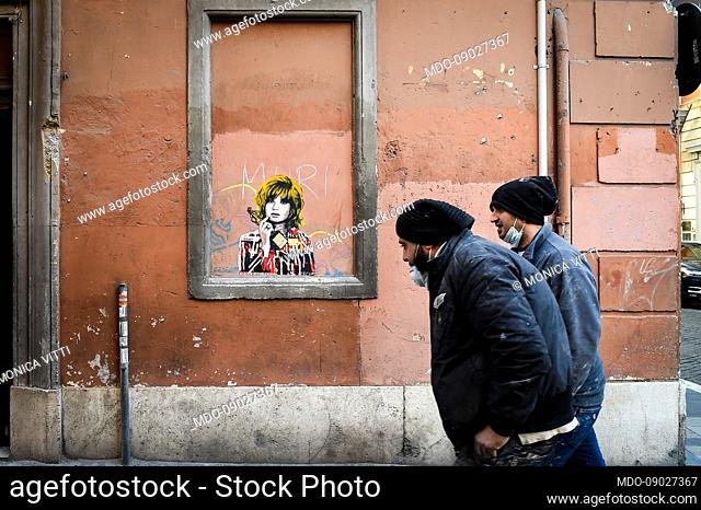 The last work by street artist Harry Greb, homage to Monica Vitti, near the Roman house of the Italian actress who has just passed away