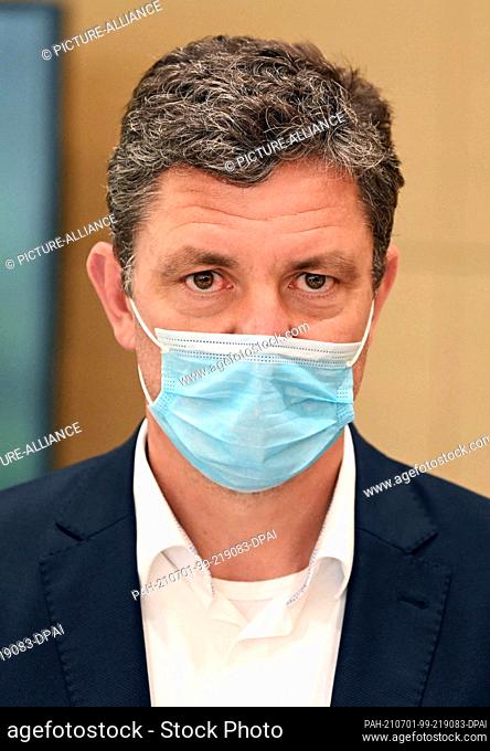 01 July 2021, Baden-Wuerttemberg, Karlsruhe: Chris Förster, managing director of FC Carl Zeiss Jena, pictured at the Federal Court of Justice (BGH) before the...