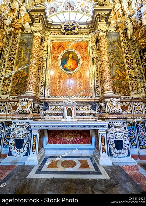 Chapel of the Sacred Heart in the baroque style church of Jesus (chiesa del Gesu' ) called also Casa Professa - Palermo, Sicily, Italy