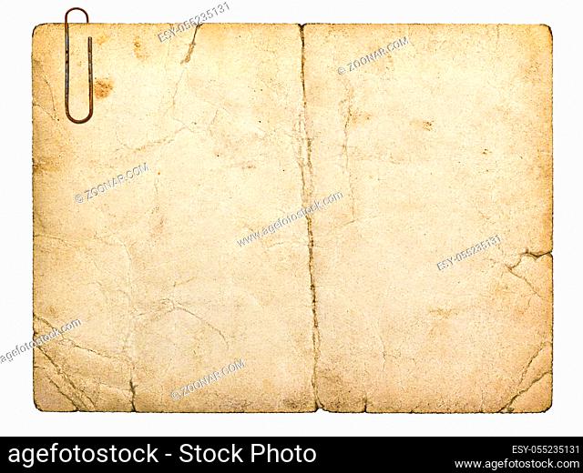 old paperboard card isolated on white background