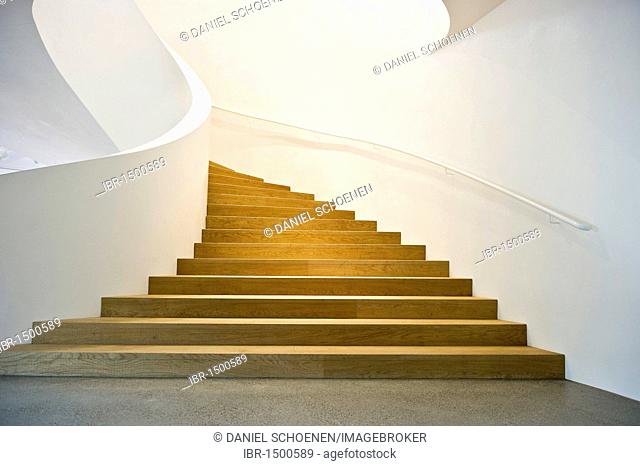 Spiral staircase at the Vitra Design Museum by the architects Herzog & de Meuron in Weil am Rhein, Baden-Wuerttemberg, Germany, Europe
