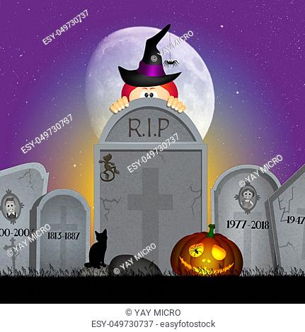 nice illustration on tombstones in the horror cemetery