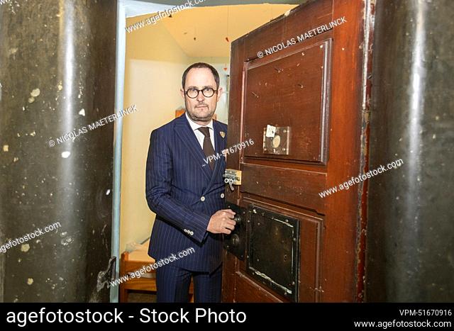 Justice Minister Vincent Van Quickenborne poses for the photographer at the prison of Vorst-Forest, Brussels, Friday 18 November 2022