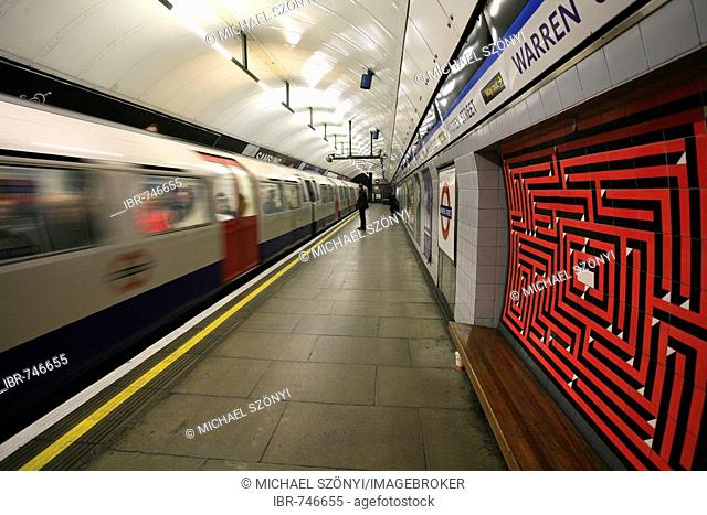 Labyrinth tiles, Warren Street Underground station, Victoria Line, London, England, UK