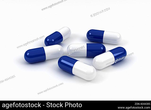 Colorful Capsules on white background - High quality render