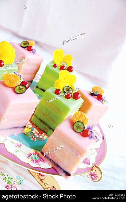 Brightly coloured petit fours