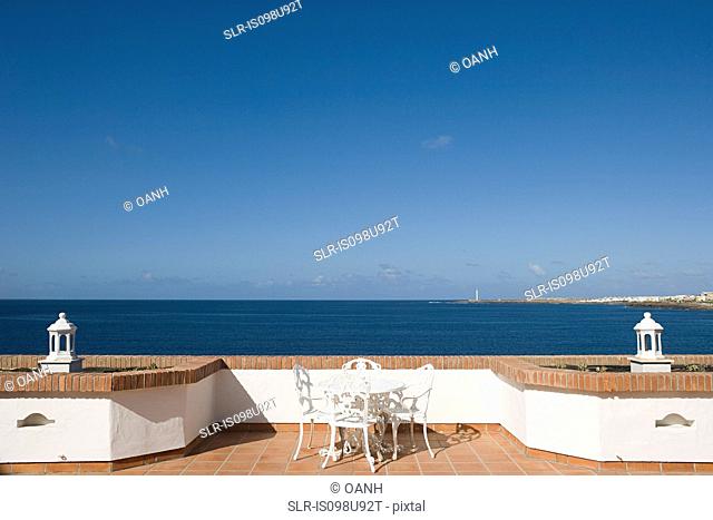 Terrace and view over ocean, Playa Blanca, Lanzarote