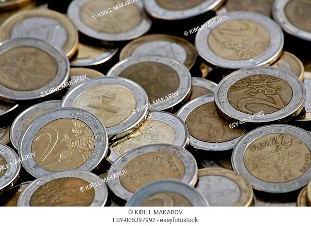 Pile of euro coins