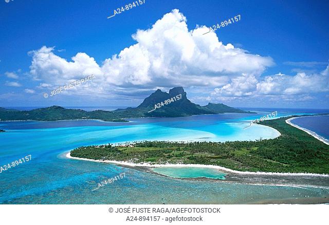 Lagoon and Otemanu Mountain, Bora Bora, Society Islands, French Polynesia