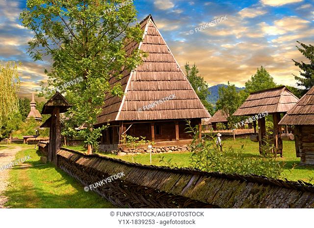 19th century traditional farm house of the Iza Valley, The Village museum near Sighlet, Maramures, Northern Transylvania
