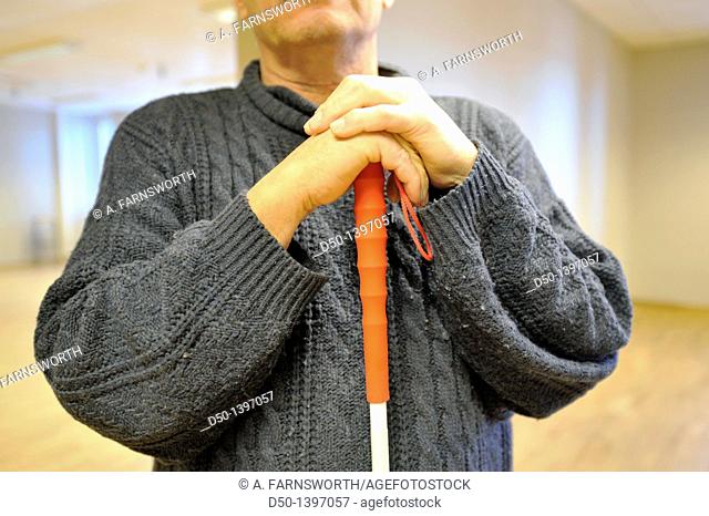 Blind man with a cane, Stockholm, Sweden
