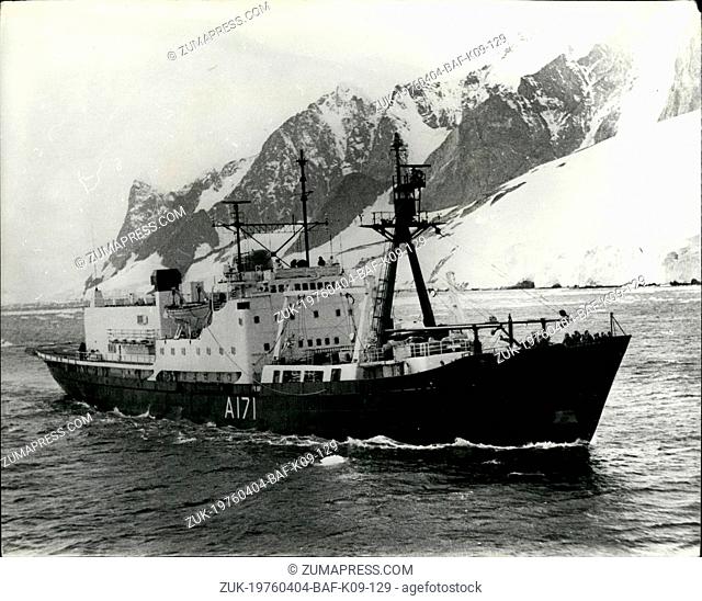Apr. 04, 1976 - HMS Endurance Heads For Home From The Antarctic Seen en-route for home from the Antarctic is the Royal Navy's 2, 640 - ton ice patrol ship