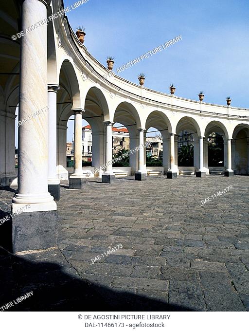 View of an elliptical portico, Villa Campolieto (18th century), initial design by Mario Gioffredo (1718-1785) finished by Michelangelo Giustiniani (active...