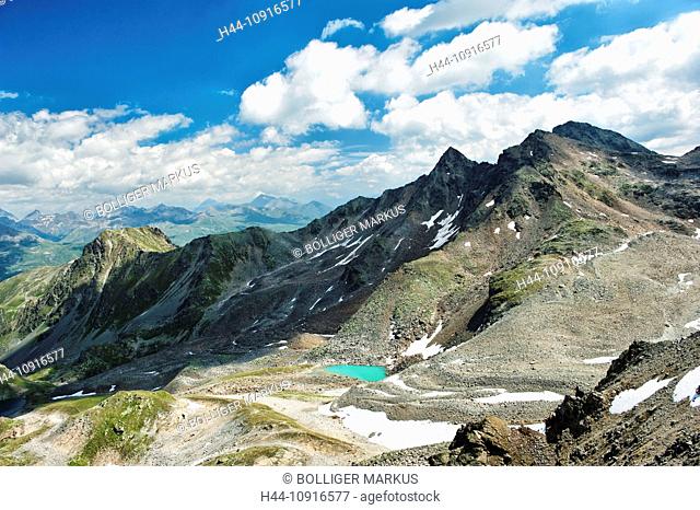 Alpen, mountain lake, blue, Engadine, Upper Engadine, mountains, mountain range, mountainscape, mountain scenery, mountainous region, boulders, coarse gravel