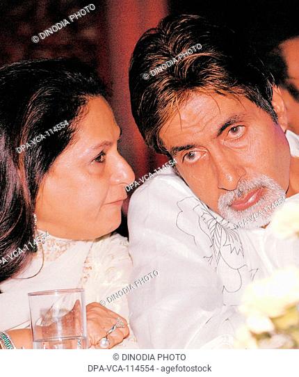South Asian Indian actor Amitabh Bachchan and Jaya Bachchan at a get together ; Bombay Mumbai  ; Maharashtra ; India NO MR
