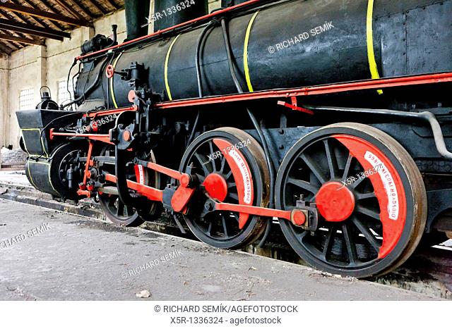 detail of steam locomotive in depot, Resavica, Serbia