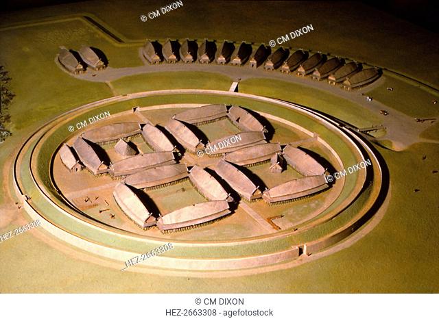 Model of the Viking Fortress at Trelleborg, Denmark, c20th century. Artist: Unknown