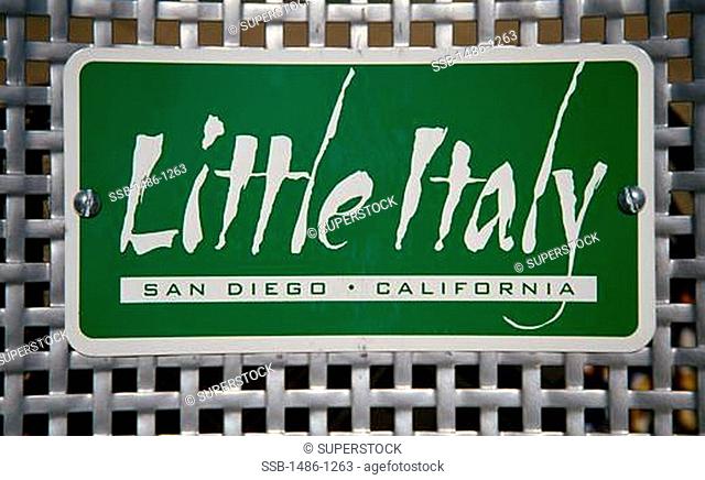 USA, California, San Diego, Little Italy sign