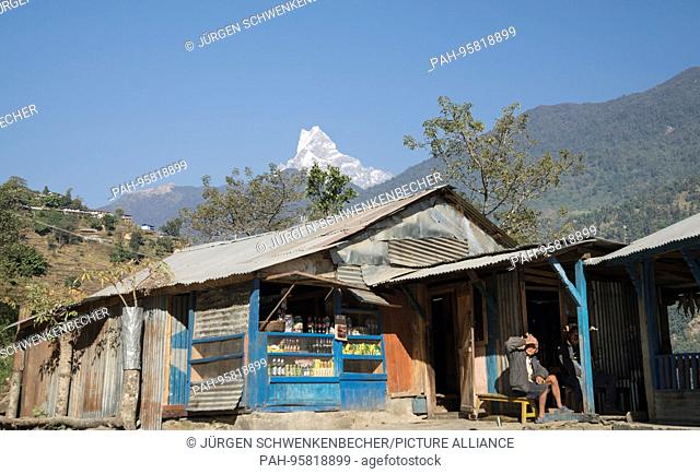 The restaurants on the trekking trails in the Annapurna area are rustic. They offer inexpensive meals and drinks. (04 December 2016) | usage worldwide