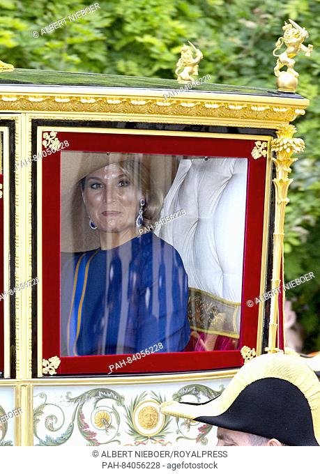 Queen Maxima of The Netherlands in the Glass Coach on their way to palace Noordeinde 2016 in The Hague, The Netherlands, 20 September 2016 Photo: Albert Nieboer...