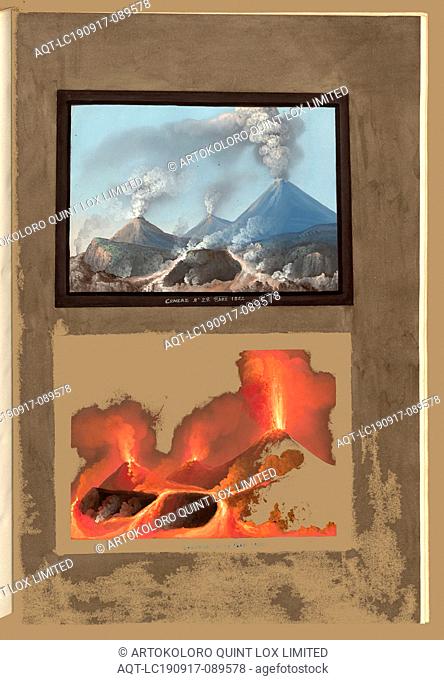 Ash 22, 8 October 1822 - Eruption of 22 8 October 1822, Vesuvius around 1822 with large eruption (below), copperplate engraving, hand colored, to p