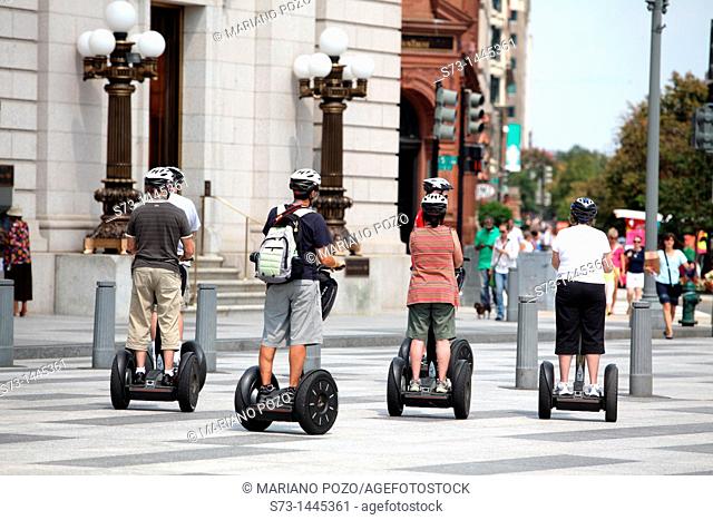 Tourists on electric skates visiting the city, Washington D.C, United States