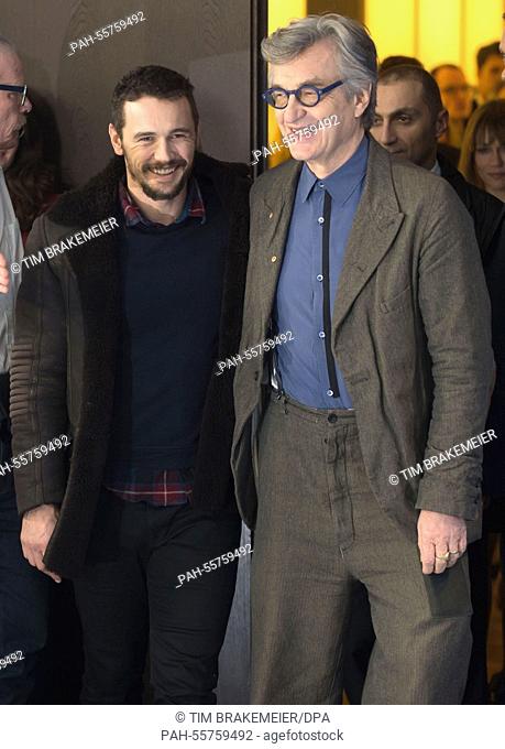 Director Wim Wenders (R) and US actor James Franco pose during a photocall for the film 'Everything Will Be Fine' during the 65th International Film Festival...