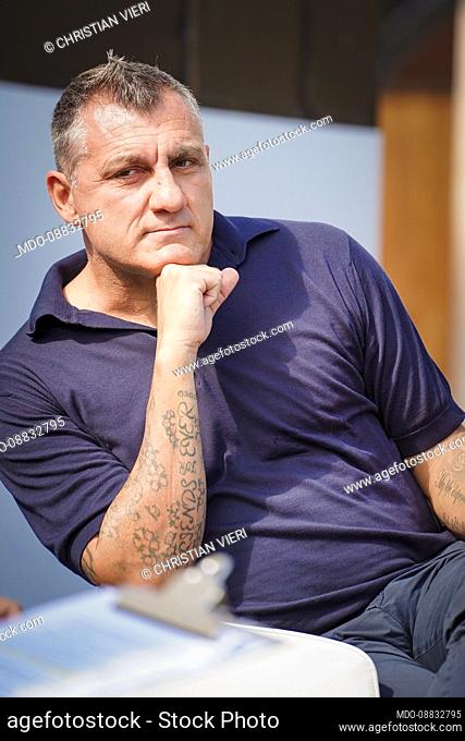 Former italian footballer Christian Vieri attends on the first day of the sixth edition of Il Tempo delle Donne festival at Milan Triennale