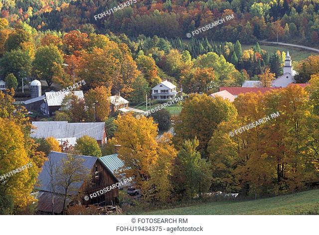 fall, East Topsham, VT, Vermont, Colorful fall foliage surrounds the village of East Topsham in the autumn
