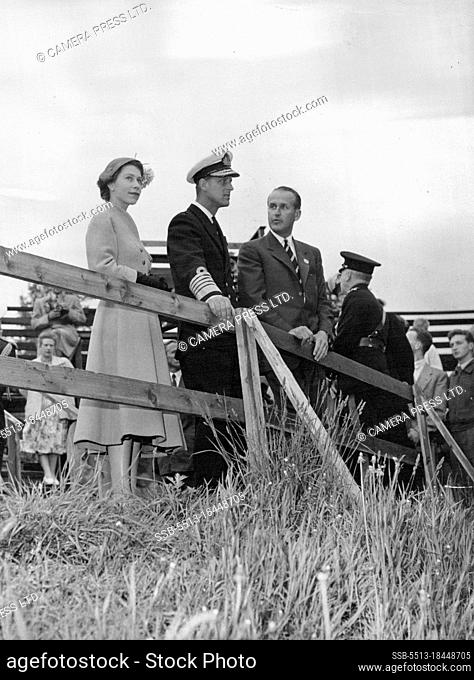 Royal Visit To Norway -- The Queen and the Duke of Edinburgh a the world famous Holmenkollen ski jump. To the right of the Duke, the guide