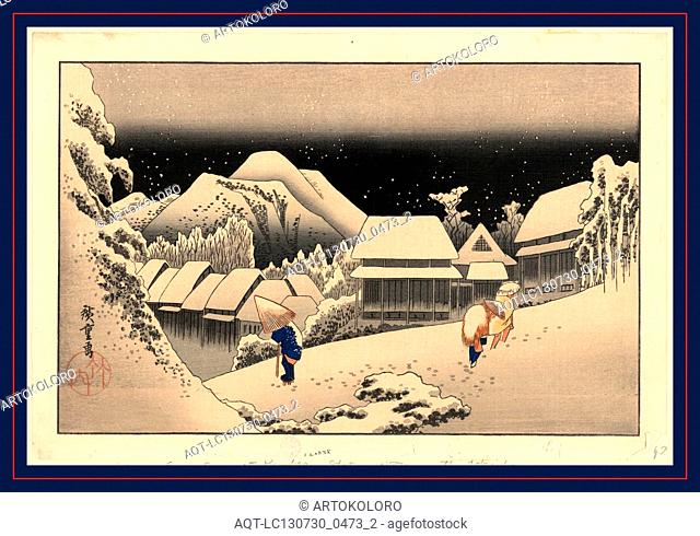 Kanbara, Ando, Hiroshige, 1797-1858, artist, [between 1833 and 1836, printed later], 1 print : woodcut, color ; 25.6 x 37.9 cm