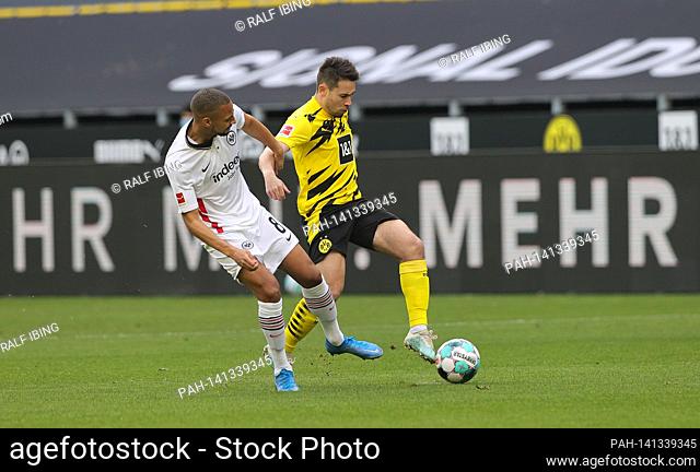firo: 03.04.2021, Fuvuball: Soccer: 1st Bundesliga, season 2020/21 BVB, Borussia Dortmund - Eintracht Frankfurt duels, Raphael Guerreiro, versus