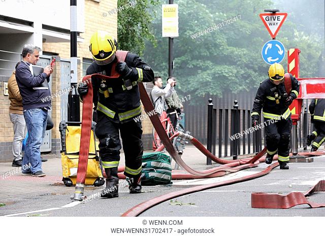 8 fire engines and 58 firefighters attend a fire at a derelict police station on St Ann's Road in Tottenham, North London