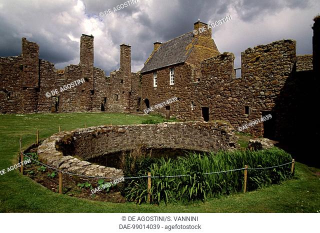 Inner courtyard of Dunnottar Castle, Stonehaven, Scotland. United Kingdom, 15th-17th century