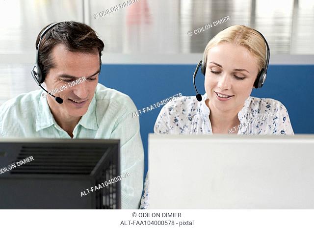 Telemarketers working in call center