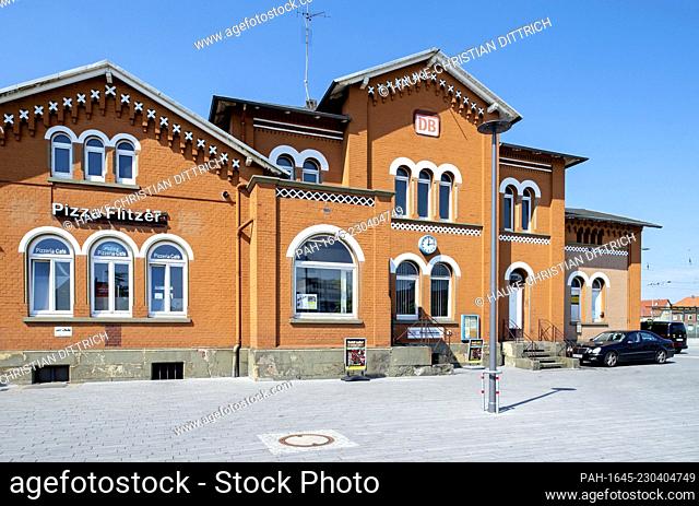 The historic building of a train station in the citycenter of Neustadt am Ruebenberge (Germany), 12 August 2020. - Neustadt am...