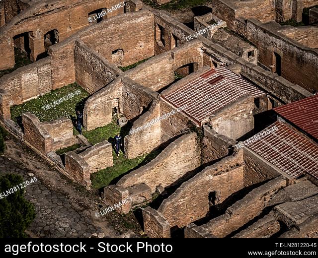 Aerial view during the helicopter operation of the Carabinieri Command for the Protection of Cultural Heritage in collaboration with the Superintendence of...